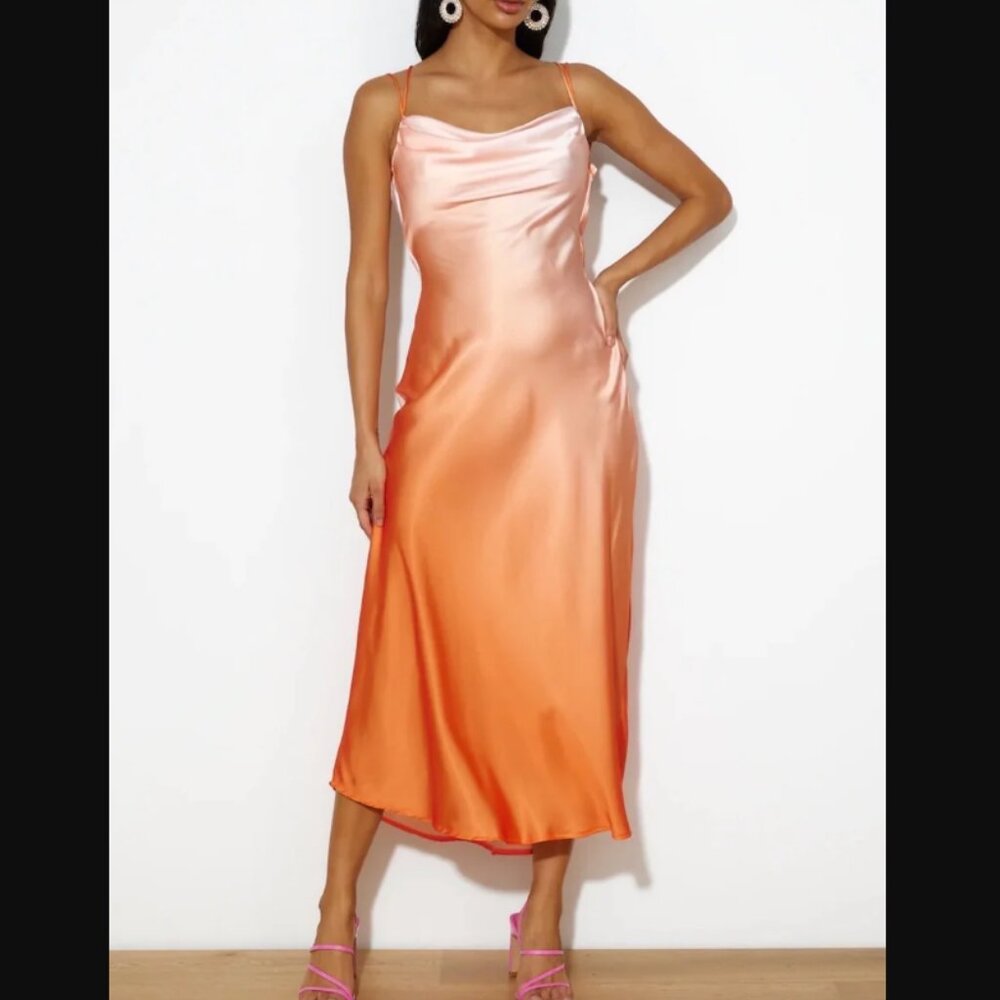 One and Only Collective Ombre Satin Slip Dress